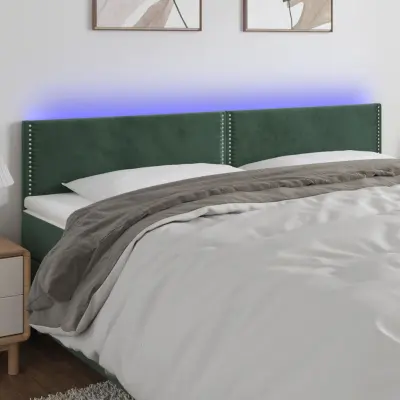 The Living Store LED posteljno vzglavje temno zeleno 180x5x78/88 cm žamet - LED Vzglavje
