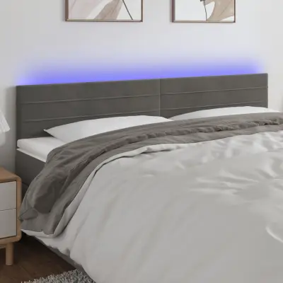 The Living Store LED posteljno vzglavje temno sivo 160x5x78/88 cm žamet - LED Vzglavje