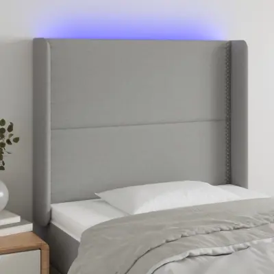 The Living Store LED posteljno vzglavje svetlo sivo 83x16x118/128 cm blago - LED Vzglavje