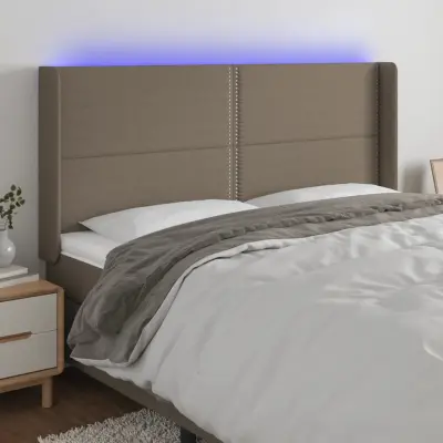 The Living Store LED posteljno vzglavje taupe 183x16x118/128 cm blago - LED Vzglavje