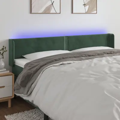 The Living Store LED posteljno vzglavje temno zeleno 163x16x78/88 cm žamet - LED Vzglavje
