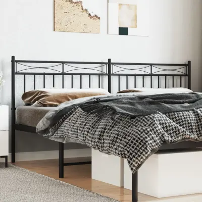 The Living Store Kovinsko posteljno vzglavje črno 193 cm - Vzglavje