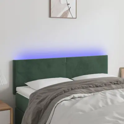 The Living Store LED posteljno vzglavje temno zeleno 144x5x78/88 cm žamet - LED Vzglavje