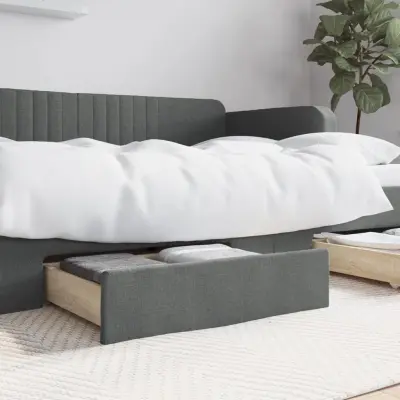 The Living Store Posteljni predal 2 kosa temno siv inženirski les in tkanina - Predal Za Shranjevanje Pod Posteljo