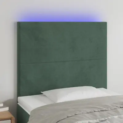 The Living Store LED posteljno vzglavje temno zeleno 90x5x118/128 cm žamet - LED Vzglavje