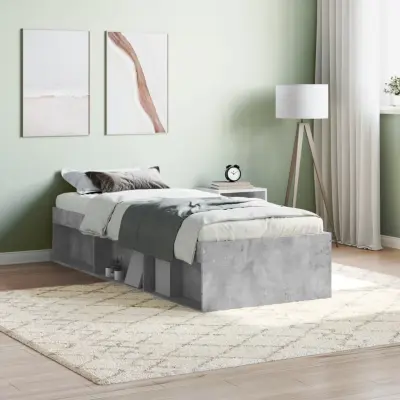 The Living Store Posteljni okvir betonsko siv 75x190 cm - Posteljni Okvir