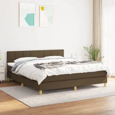 The Living Store Box spring postelja z vzmetnico temno rjava 160x200 cm blago - Box Spring Postelja
