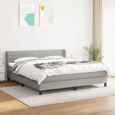 The Living Store Box spring postelja z vzmetnico svetlo siva 180x200 cm blago - Box Spring Postelja