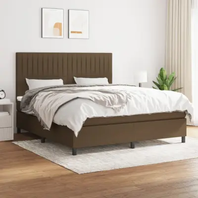 The Living Store Box spring postelja z vzmetnico temno rjava 180x200 cm blago - Box Spring Postelja