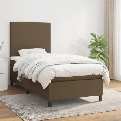 The Living Store Box spring postelja z vzmetnico temno rjav 90x190 cm blago - Box Spring Postelja