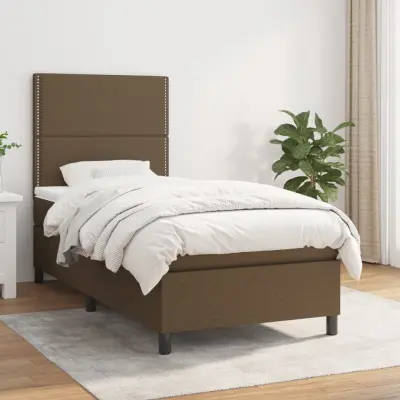 The Living Store Box spring postelja z vzmetnico temno rjava 80x200 cm blago - Box Spring Postelja