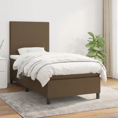 The Living Store Box spring postelja z vzmetnico temno rjava 100x200 cm blago - Box Spring Postelja