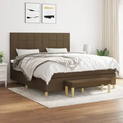 The Living Store Box spring postelja z vzmetnico temno rjava 160x200 cm blago - Box Spring Postelja