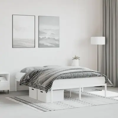 The Living Store Kovinski posteljni okvir bel 135x190 cm - Posteljni Okvir