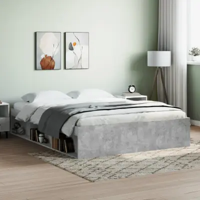 The Living Store Posteljni okvir betonsko siv 150x200 cm - Posteljni Okvir