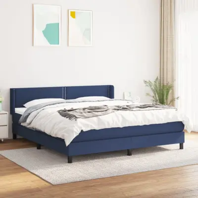 The Living Store Box spring postelja z vzmetnico modra 180x200 cm blago - Box Spring Postelja