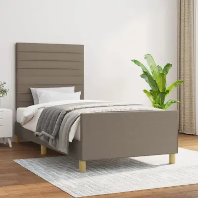 The Living Store Posteljni okvir z vzglavjem taupe 80x200 cm blago - Posteljni Okvir Z Vzglavjem