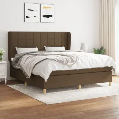 The Living Store Box spring postelja z vzmetnico temno rjava 160x200 cm blago - Box Spring Postelja
