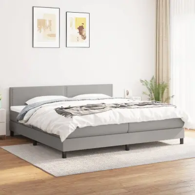 The Living Store Box spring postelja z vzmetnico svetlo siva 160x200 cm žamet - Box Spring Postelja