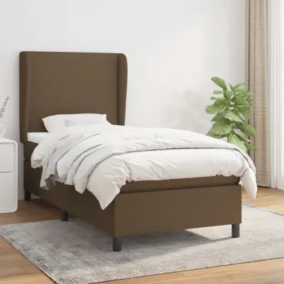 The Living Store Box spring postelja z vzmetnico temno rjava 80x200 cm blago - Box Spring Postelja
