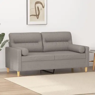 The Living Store Kavč dvosed z blazinami taupe 140 cm blago - Kavč Dvosed