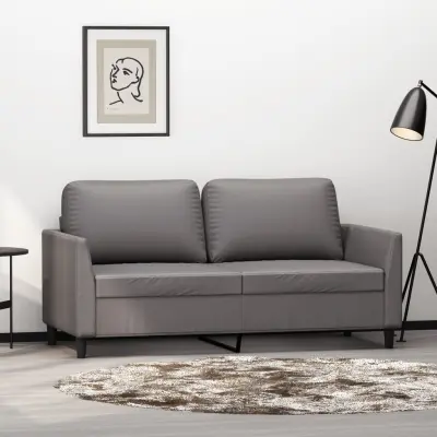 The Living Store Dvosed siv 140 cm umetno usnje - Kavč Dvosed