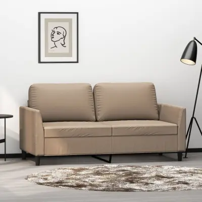 The Living Store Dvosed kapučino barve 140 cm umetno usnje - Kavč Dvosed