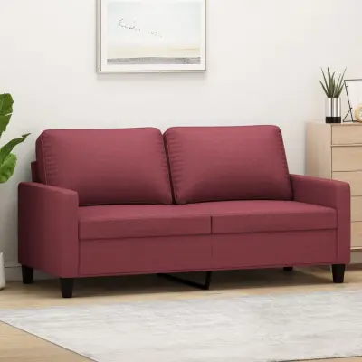 The Living Store Kavč dvosed vinsko rdeč 140 cm blago - Kavč Dvosed