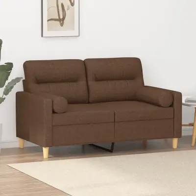 The Living Store Kavč dvosed z blazinami rjav 120 cm blago - Kavč Dvosed