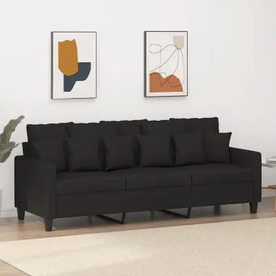 The Living Store Trosed črn 180 cm blago - Kavč Trosed