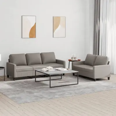 The Living Store Sedežna garnitura 2-delna z blazinami taupe blago - Sedežna Garnitura
