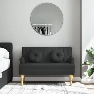 The Living Store Klop z blazinami črna 113x64,5x75,5 cm blago - Klop