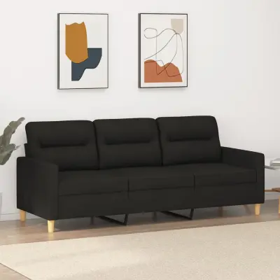 The Living Store Trosed črn 180 cm blago - Kavč Trosed