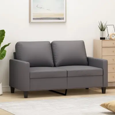The Living Store Dvosed siva 120 cm umetno usnje - Kavč Dvosed