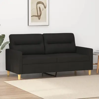 The Living Store Dvosed črn 140 cm blago - Kavč Dvosed
