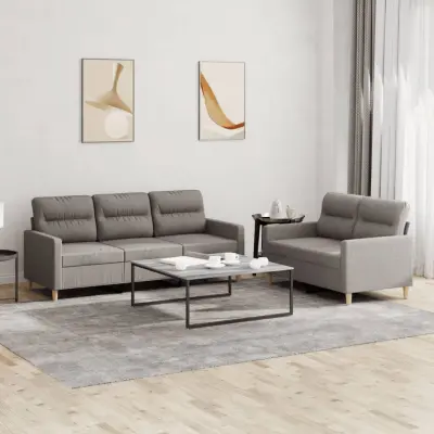 The Living Store Sedežna garnitura 2-delna z blazinami taupe blago - Sedežna Garnitura