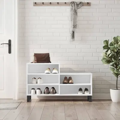 The Living Store Omarica za čevlje bela 102x36x60 cm inženirski les - Omarica Za Čevlje