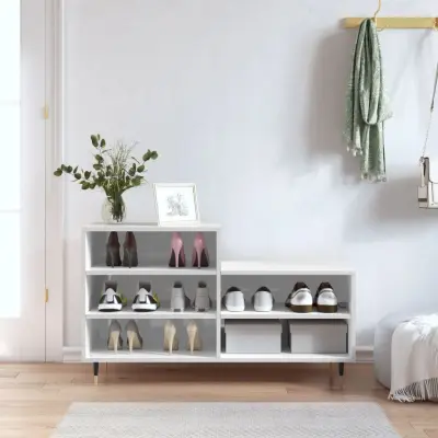The Living Store Omarica za čevlje visok sijaj bela 102x36x60 cm inženirski les - Omarica Za Čevlje