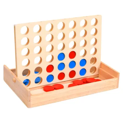 The Living Store Igra 4 v vrsto 24x15x4 cm trden les - Igra 4 V Vrsto
