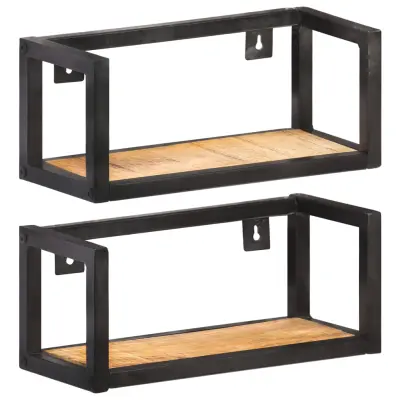 The Living Store Stenske police 2 kosa 40 cm robusten mangov les - Stenska Polica