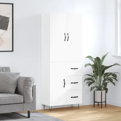 The Living Store Visoka omara bela 69,5x34x180 cm inženirski les - Visoka Omara