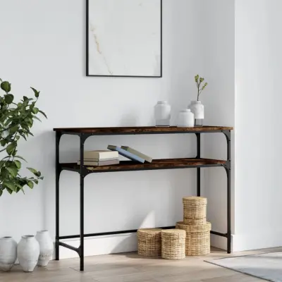 The Living Store Konzolna mizica dimljen hrast 100x35,5x75 cm inženirski les - Konzolna Mizica
