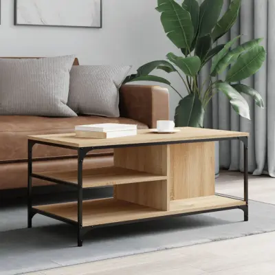 The Living Store Klubska mizica sonoma hrast 100x50x45 cm inženirski les - Klubska Mizica