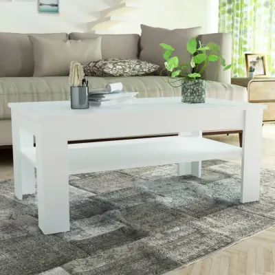 The Living Store Klubska mizica inženirski les 110x65x48 cm bela - Klubska Mizica