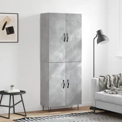 The Living Store Visoka komoda betonsko siva 69,5x34x180 cm inženirski les - Visoka Omara