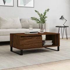 The Living Store Klubska mizica rjav hrast 90x50x36,5 cm inženirski les - Klubska Mizica