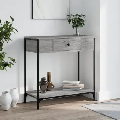 The Living Store Konzolna mizica siva sonoma 75x34,5x75 cm inženirski les - Konzolna Mizica