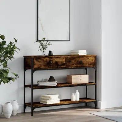 The Living Store Konzolna mizica dimljen hrast 100x25x75 cm inženirski les - Konzolna Mizica
