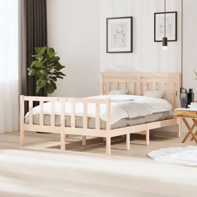 The Living Store Posteljni okvir 135x190 cm trden les - Posteljni Okvir