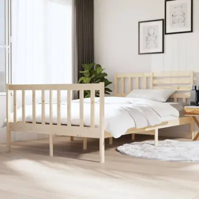 The Living Store Posteljni okvir 135x190 cm trden les - Posteljni Okvir